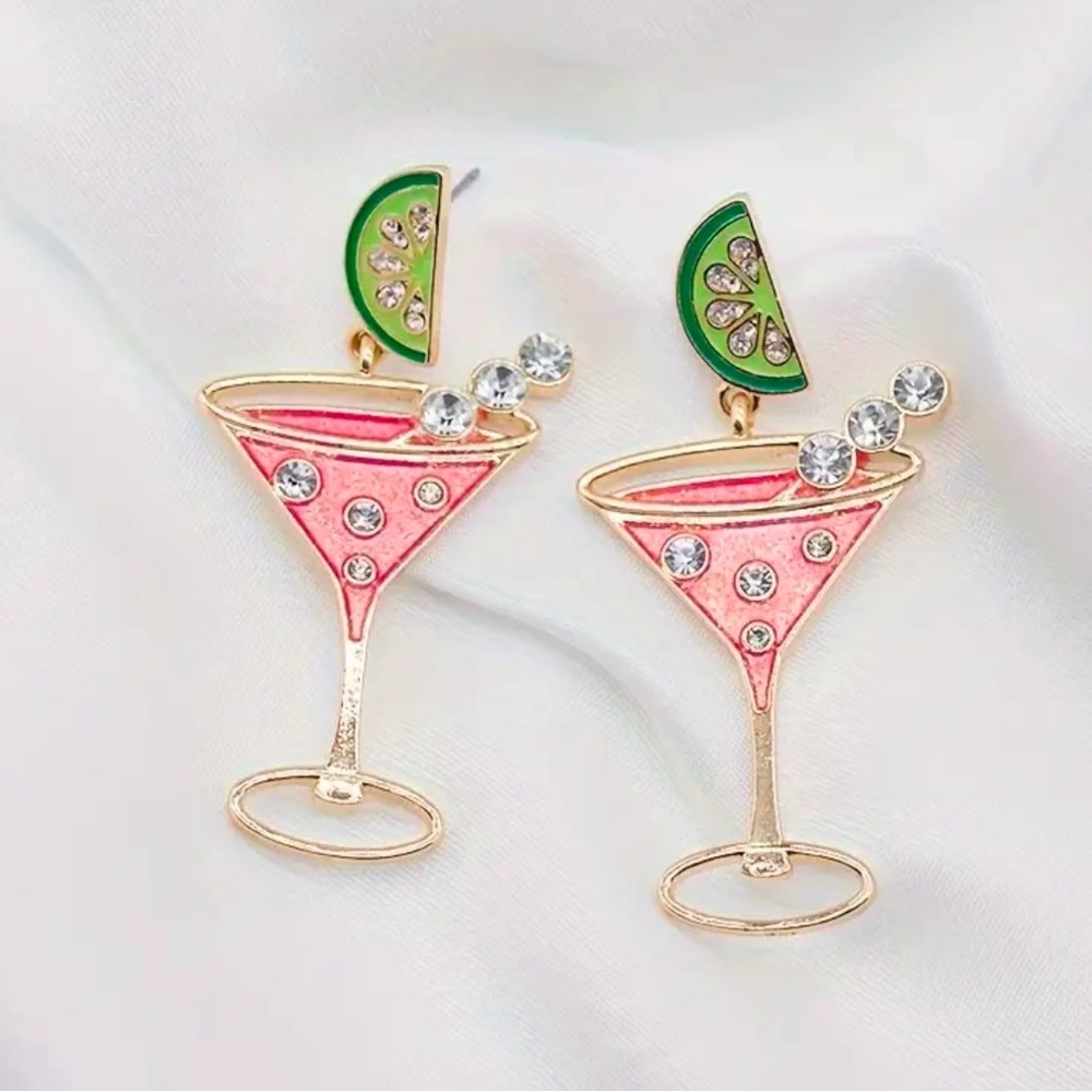 Cocktail Glass Earrings-NWT